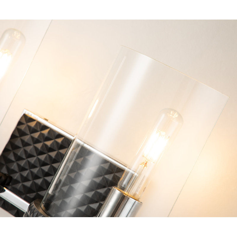 Mazant 2 Light Vanity Bath Bar In Chrome And Black