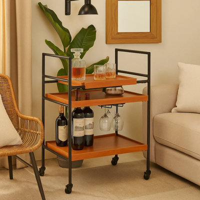 Krislee Bar Cart in Brown and Black