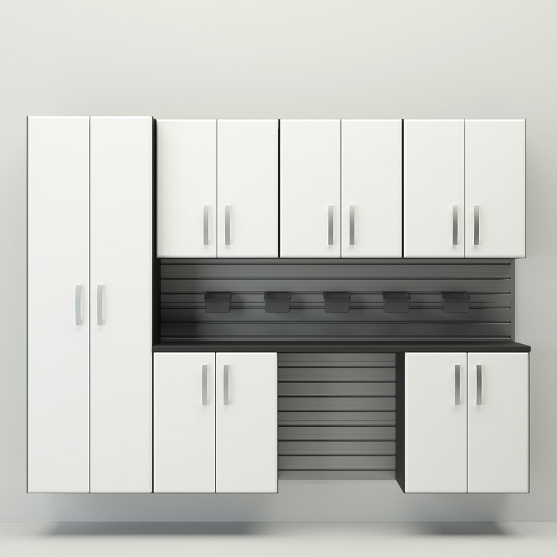 6 Piece Complete Storage System, Silver/White