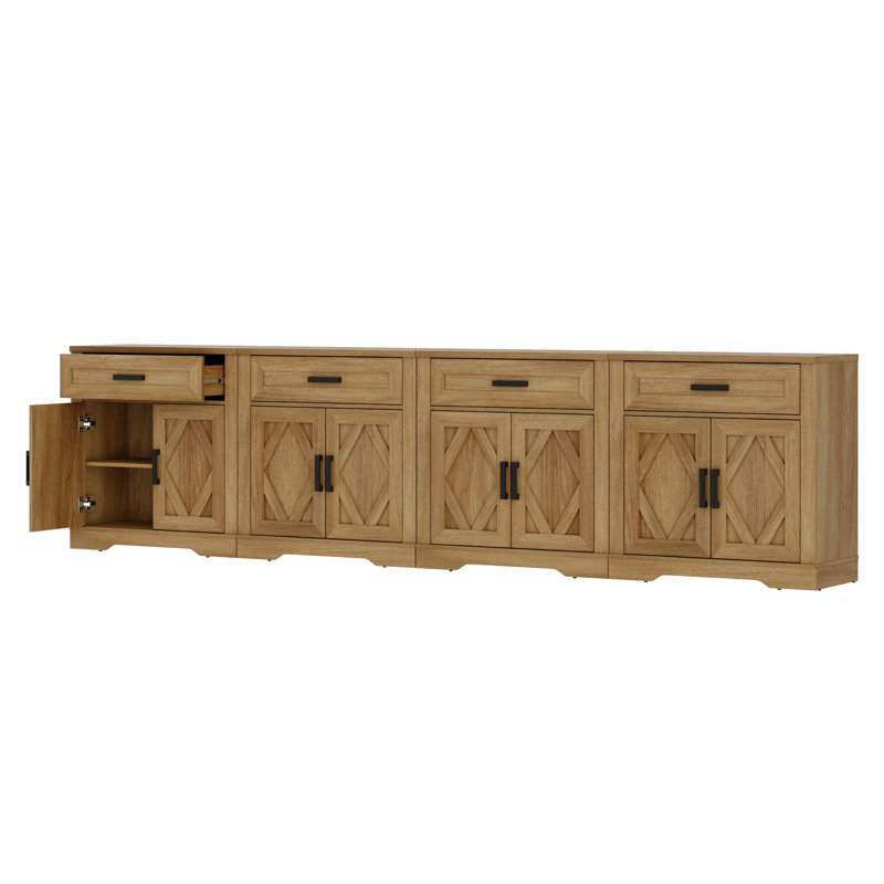 Laziza 126" W 4-in-1 TV Stand, Walnut