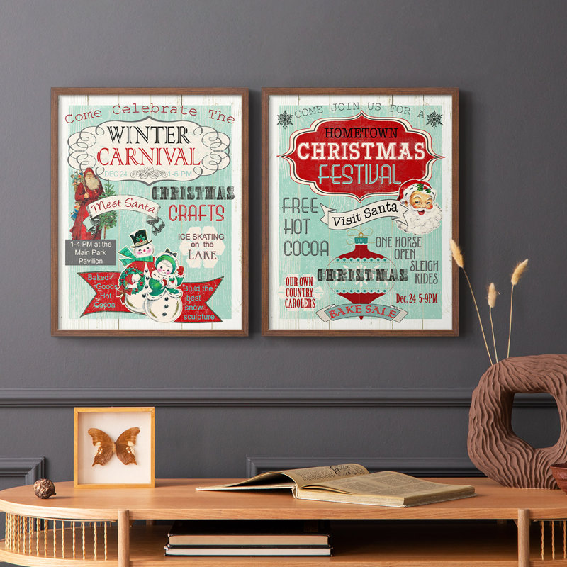 Bright Christmas Carnival - reproduction encadrée de qualité supérieure - prête à être accrochée - aucun clou requis - aucun clou requis