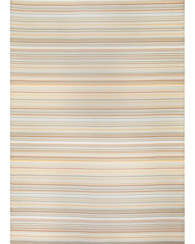 Rainbow Collection Outdoor Rug Striped Design in Beige, Rectangle 180 x 270cm
