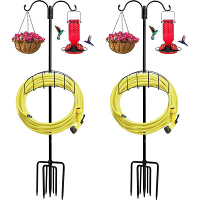 Support pour boyau d'arrosage (lot de 2) avec base à 7 branches et deux crochets de berger