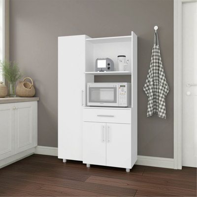 Satilla Kitchen Storage Cabinet with Shelves and Storage Drawer