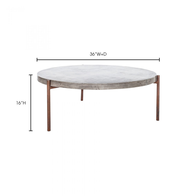 Ebbe 3 Legs Coffee Table, Dark Gray/Rusty