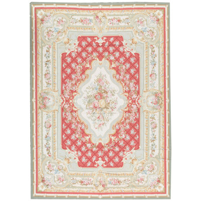 Hand-Knotted High-Quality Red and Ivory Area Rug