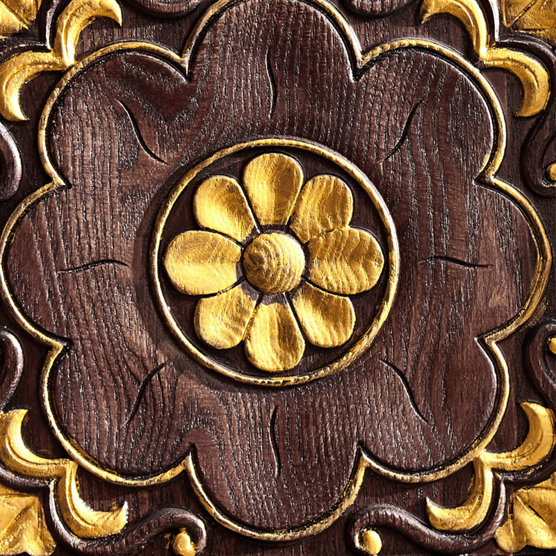 Armoire d'appoint en bois massif, Brun foncé / jaune