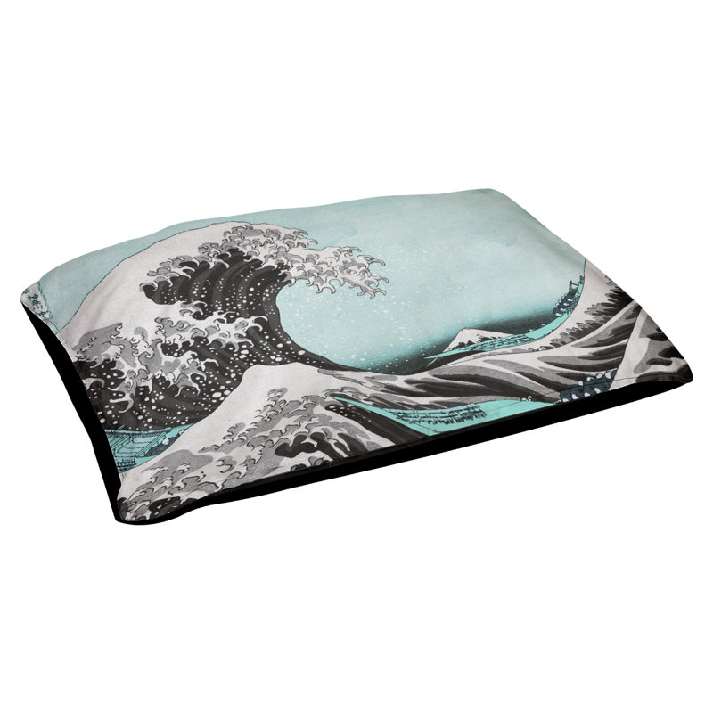 Coussin Burkart la grande vague, L 42 po x l 52 po, Gris / Noir
