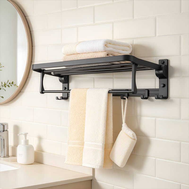 23.6 " Aluminum Wall Mounted Towel Rack, MatteBlack