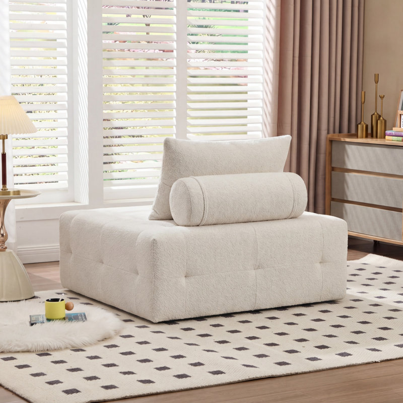 Canapé modulaire en chenille à assise profonde, dossier réglable, canapé compressé pour le salon, 1 pièce, BEIGE