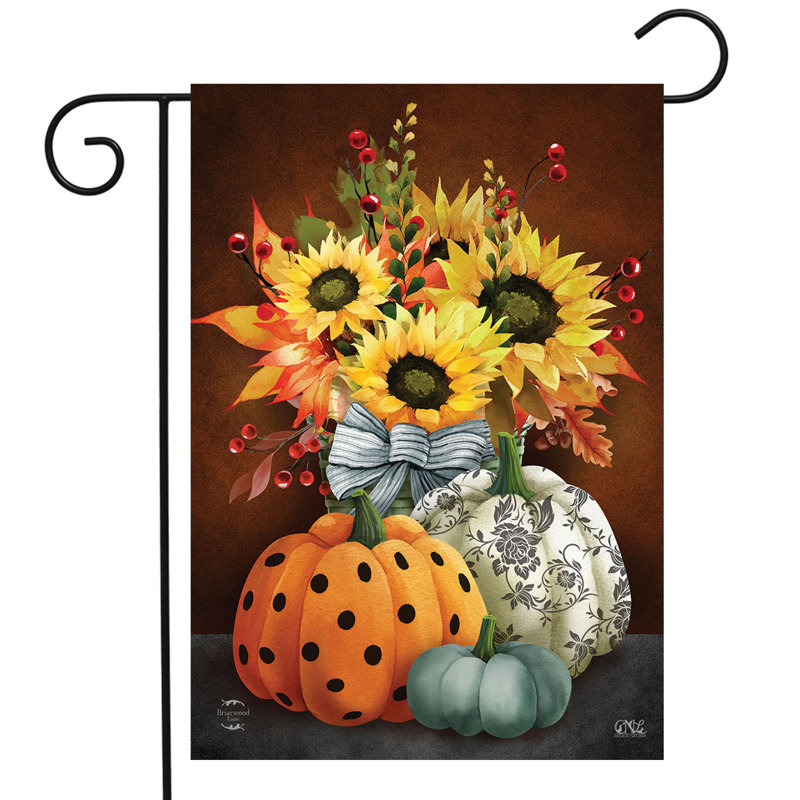 Patterned Pumpkins And Sunflowers Garden Flag