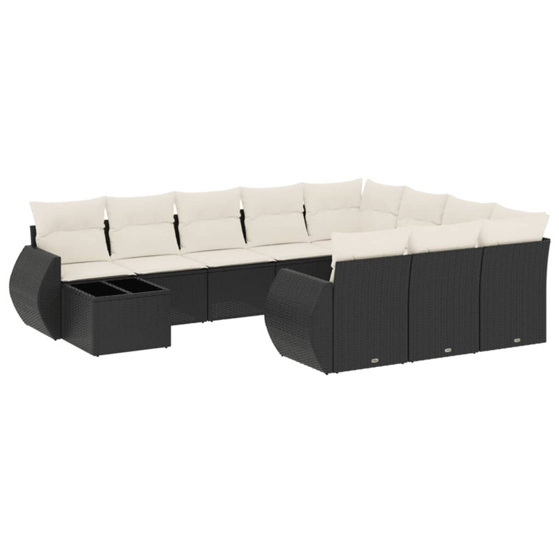 Ensemble de canapé de jardin Vidaxl noir, blanc crème
