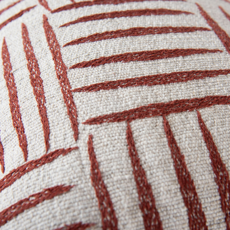 Cotton Poly Blend Throw Pillow, Polyester, Natural/Rust