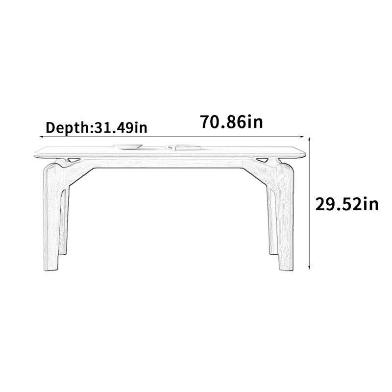 Table de salle à manger Vintage, H 29,52 po x L 70,86 po x l 31,49 po