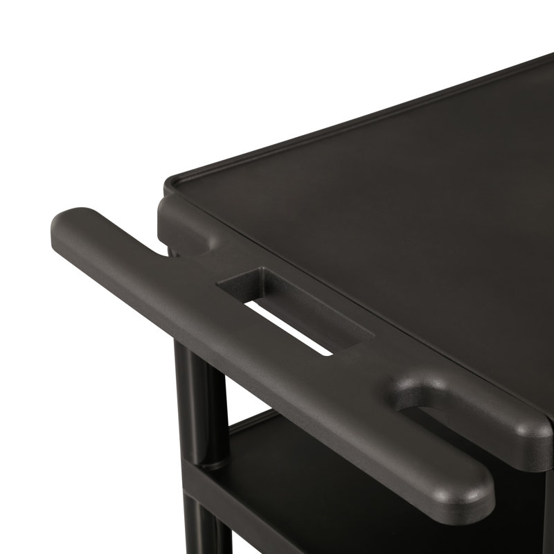 Versatile Mobile Utility Cart with Adjustable Shelves and Power Strip, Black