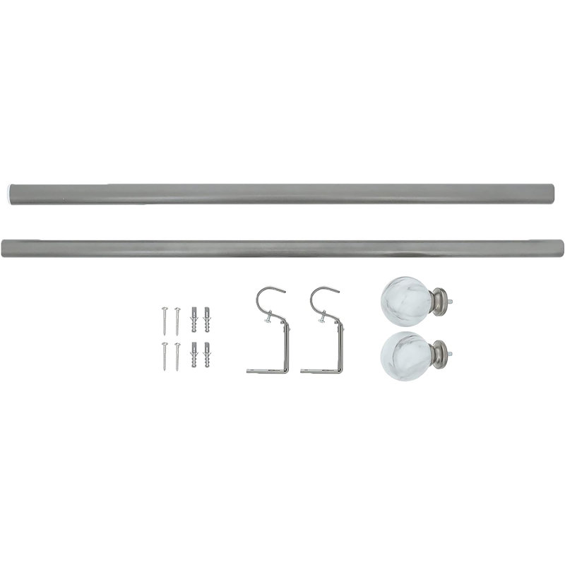 Boville Adjustable Single Curtain Rod, 28" - 48", Gunmetal