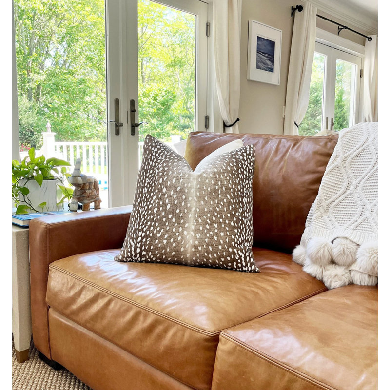 Housse de coussin en lin antilope, H 20 po x l 20 po, Imprimé animal brun