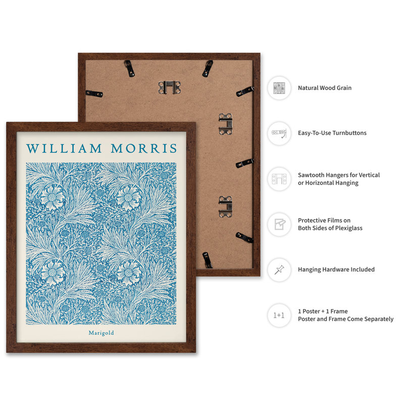 William Morris - souci n ° 7, 16"H x 20"W, Poster, Brown Framed