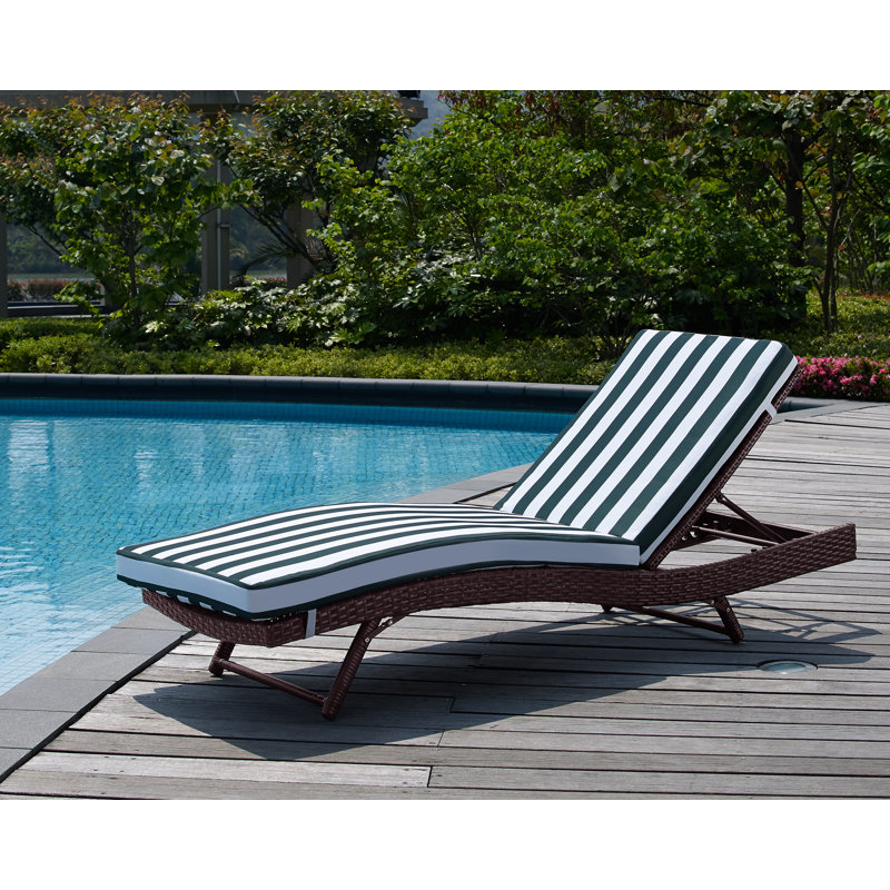 chaise méridienne inclinable avec coussin Prudence, Vert nautique