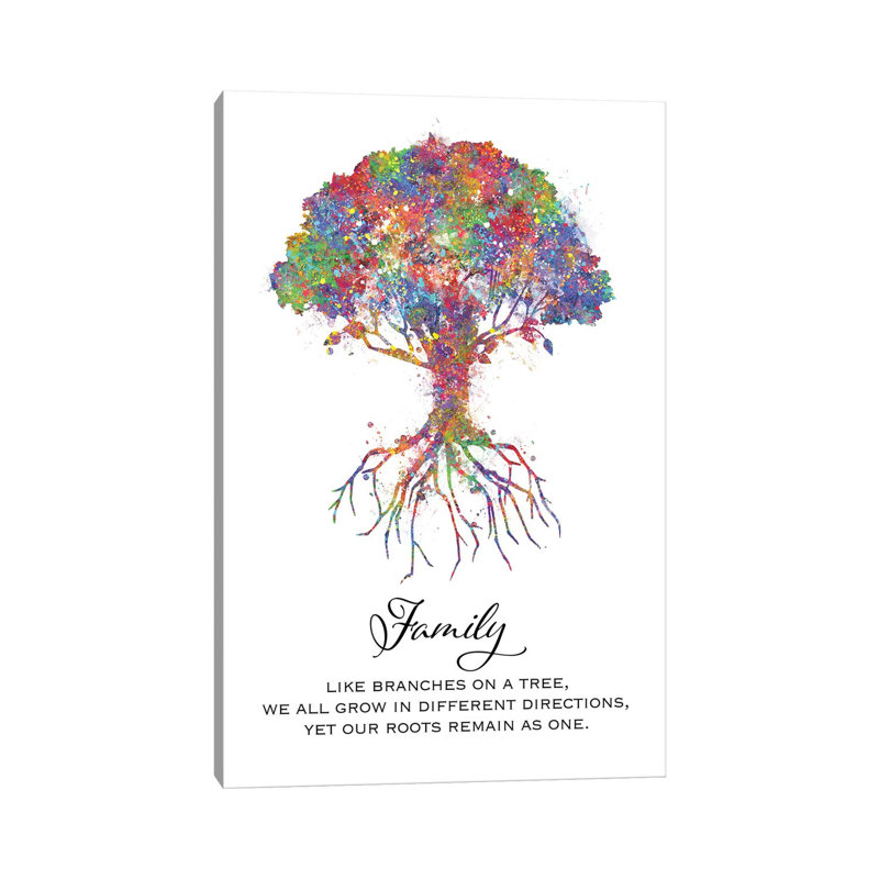 «Trees Family Quote» par Genefy Art - impression sur toile tendue, H 40 po x l 26 po x P 1,5 po