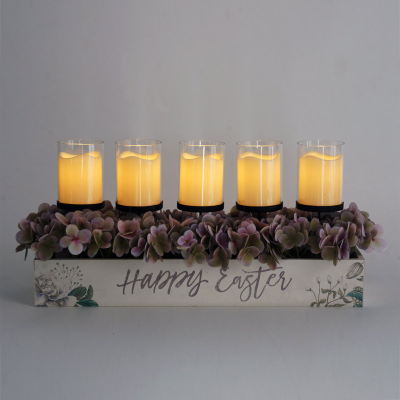 Unscented Flameless Jar Candle with Wood Holder
