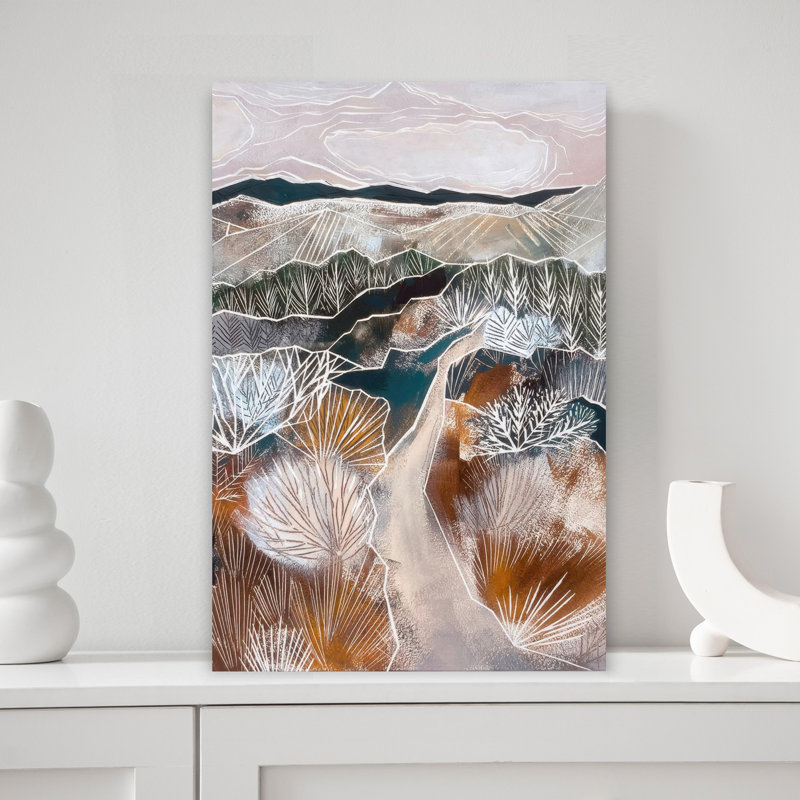 Contemporary Art Geometric Modern Abstract Autumn Landscape Wall Art by Sarah Fitzgerald - Wrapped Canvas Print