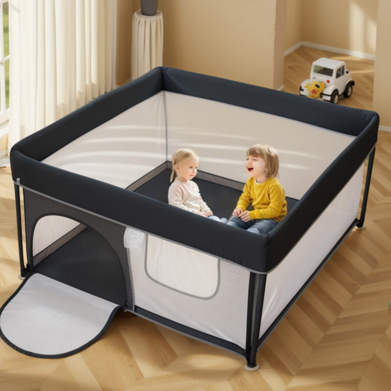 Parc pour bébé pliable, parc pour bébé 50 "x 50" pour tout-petits, cour de jeu portable, Noir