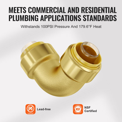 Pipe Fittings, 1/2" 12PCS Brass Pipe Fittings, Elbow Push-Fit Pipe Connector Brass Air Fittings, Heavy Duty Plumbing Fittings Adapter for Heating/Shower Systems, Water Pipes