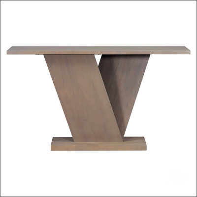 Mirod Console Table With Natural Wood Veneer, V - Base Design For Classic Versatility, Ideal For Displaying Favorite Items And Easy To Assemble