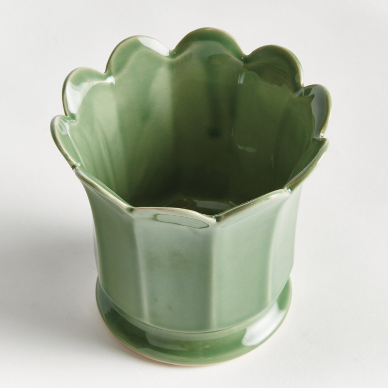 Pot à fleur en céramique, H 5,51 po x l 6,1 po x P 6,1 po, Vert