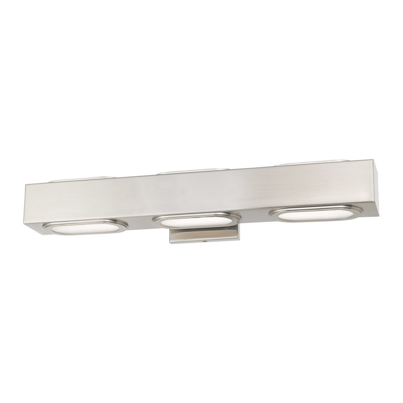 Barre d'éclairage de salle de bain 3 lumières DEL Evalyn, Nickel brossé