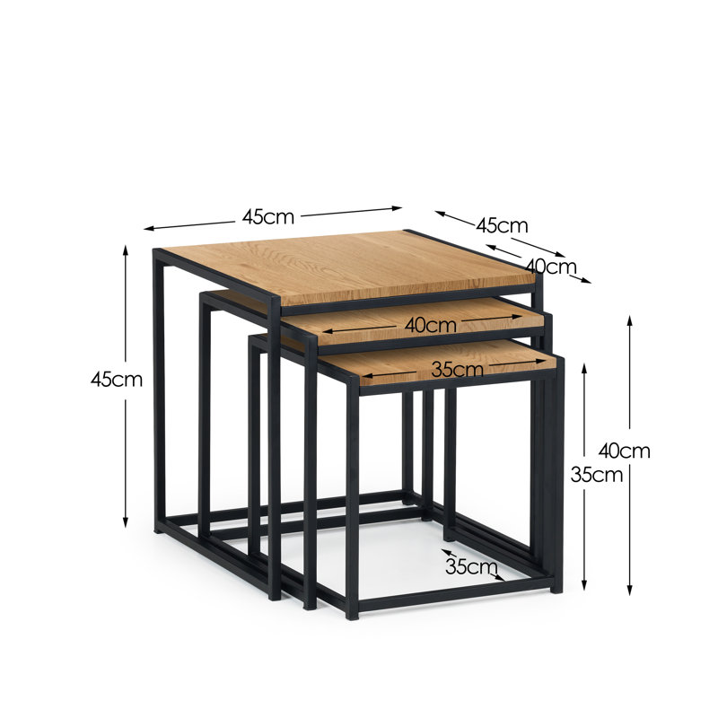 Chew Stoke 3 Piece Nest of Tables, Euro Oak