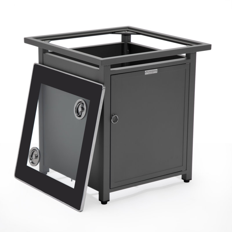 Walbrooke Square Propane Smokeless Fire Pit Table with Hidden Fuel Tank, Gray
