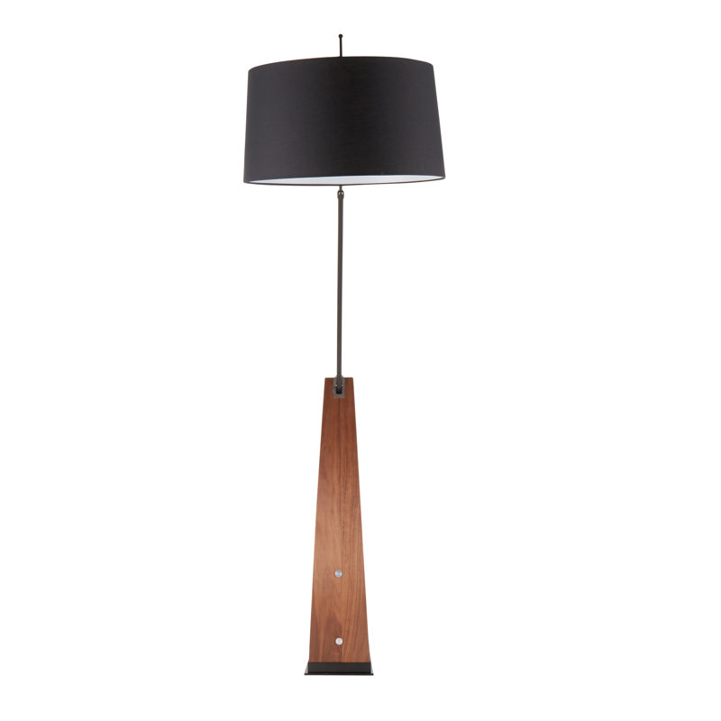 Demariana 74'' Arched Floor Lamp, Walnut, Black, No