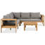 Ensemble de patio 4 pièces en bois d'acacia avec accoudoirs tissés, canapé en L, table basse et coussins pour la détente en plein air-45093538-45093537