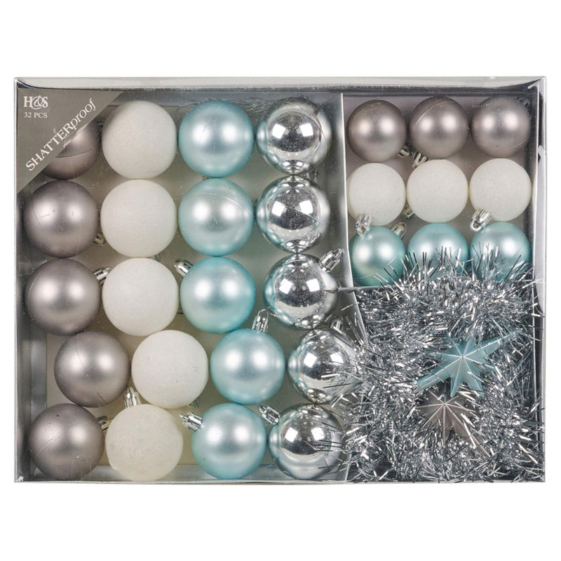 25cm Astrology & Stars Bauble, White/Electric Blue/Silver