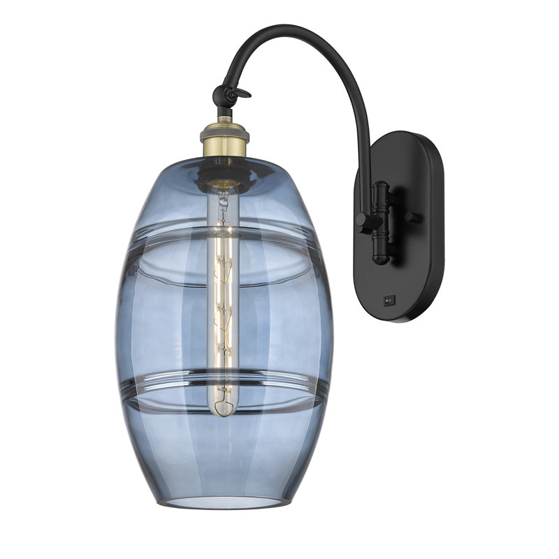 Dundrod Steel Armed Sconce, Princess Blue, Black/Antique Brass
