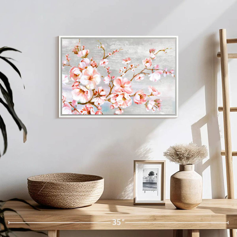 Fleurs de cerisier au printemps, Cadre flottant blanc, 19 po x 13 po