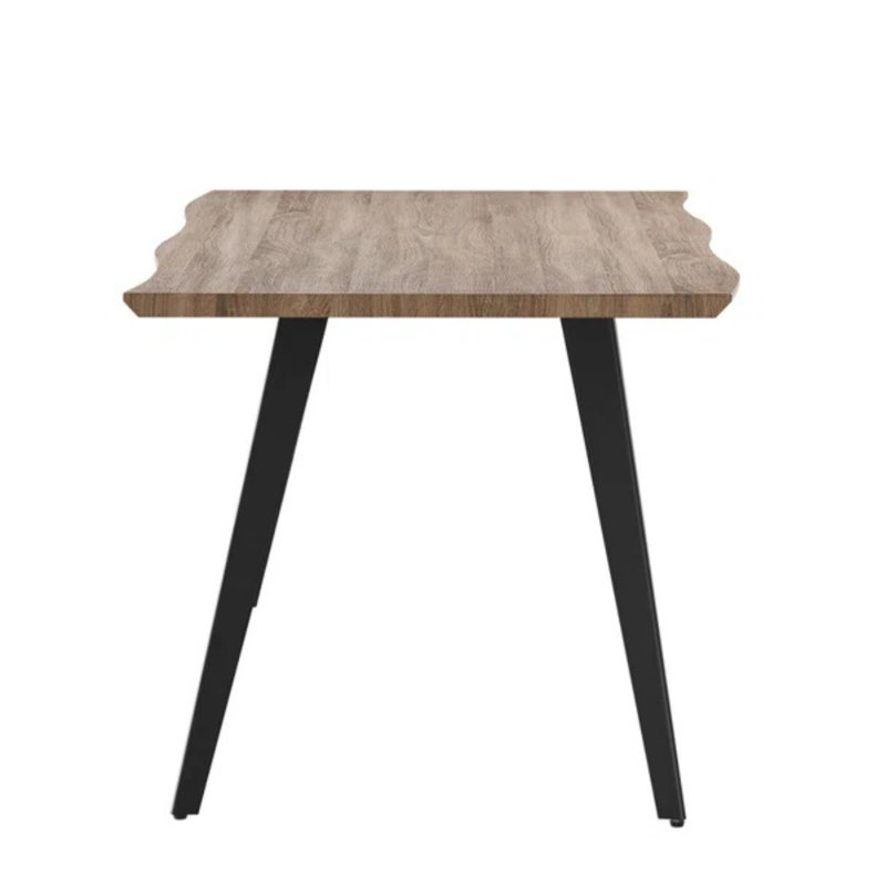 Gwawr 6 Person Dining set - a Rectangular Wooden Dining Table with Metal Legs and a Set of 6 Quilted Velvet Dining Chairs for Dining Room - Modern Dining Table Set