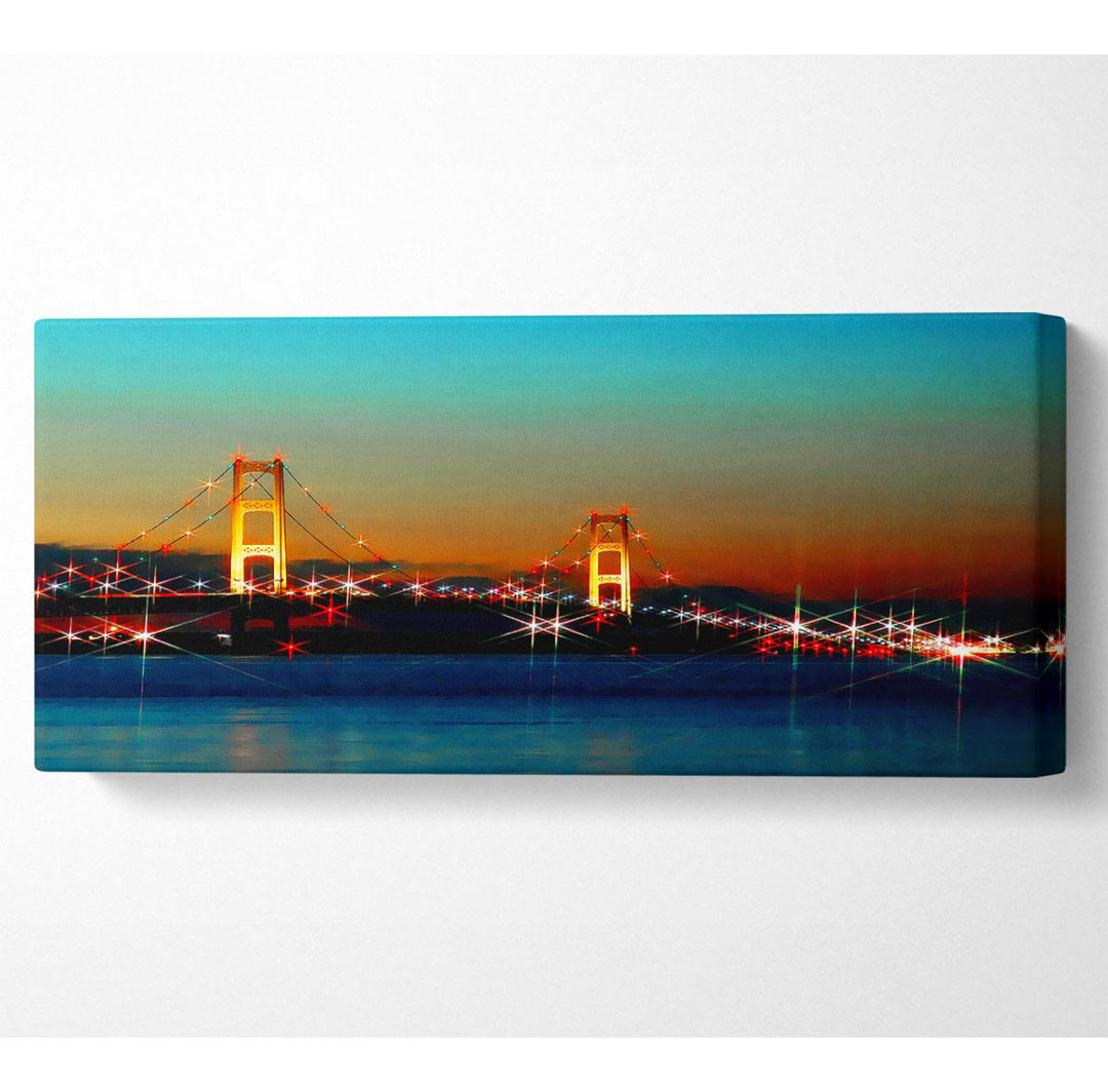 San Francisco Bridge Lights - Panorama-Kunstdrucke auf Leinwand