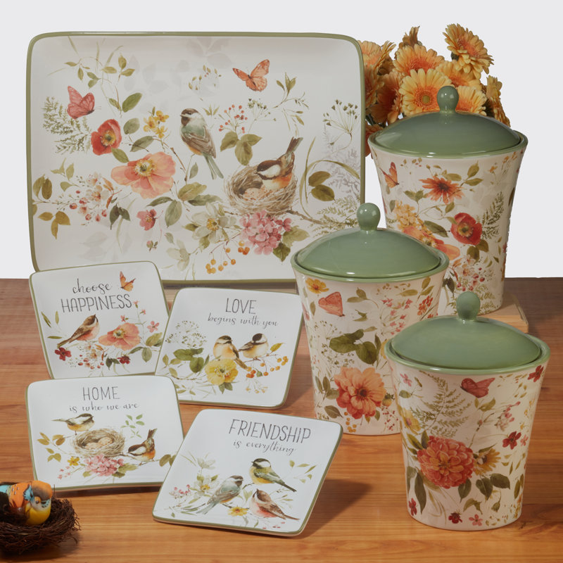 Nature's Song Ceramic Floral 16-Piece Dinnerware Set