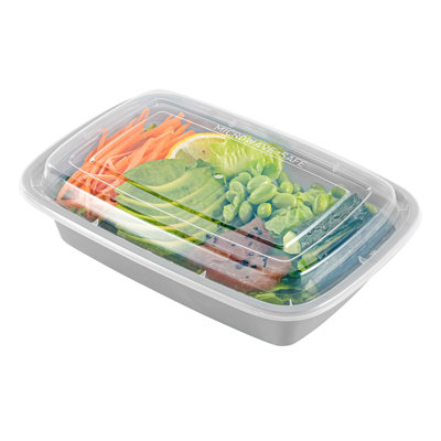 Restaurantware-Asporto 24 Ounce Take Out Containers, 100 Food Containers With Lids - Microwavable, Disposable, Silver Plastic To Go Boxes For Food, No BPA, For Take Out And Delivery