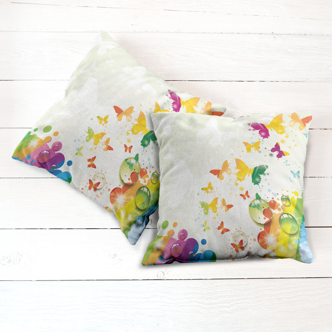 Pillow Cushion Cover Pack of 2, Butterfly Festival Art