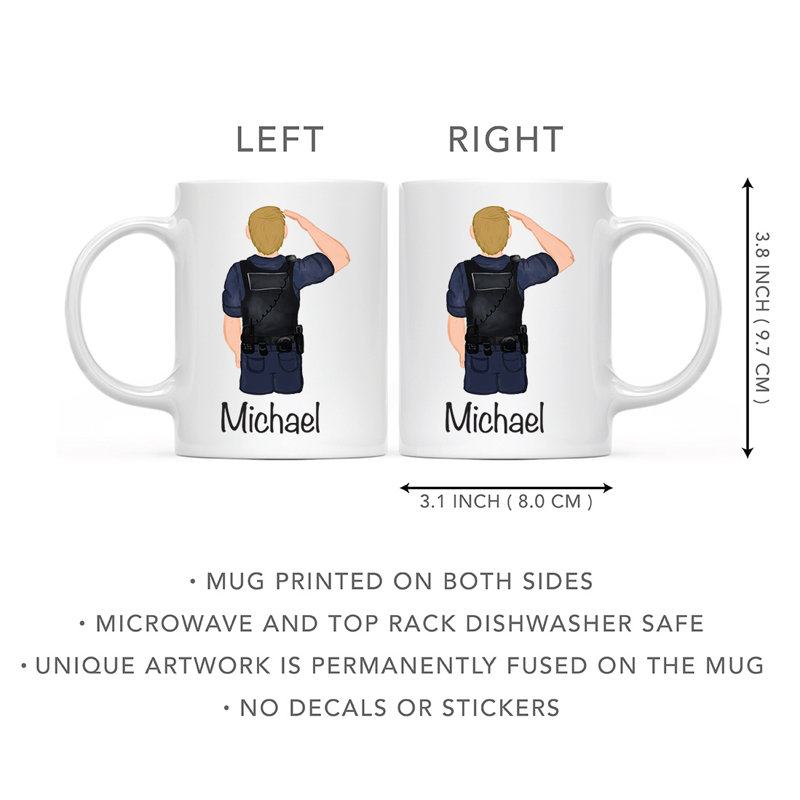 Tasse à café personnalisée, Policier jaune / blanc 29, Oui