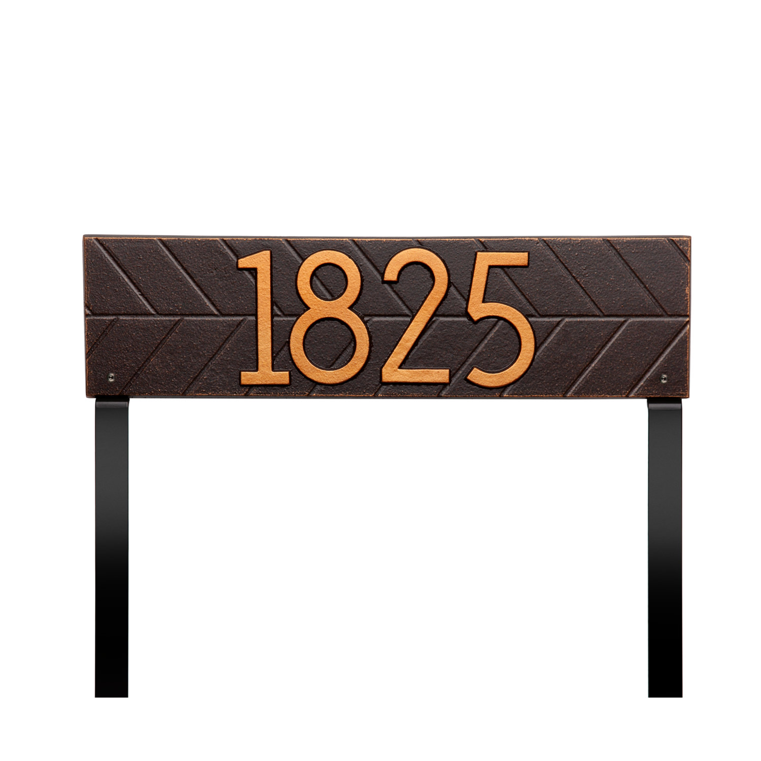 Mid-Century Modern Lawn Address Plaque, Yes, Oil Rubbed Bronze