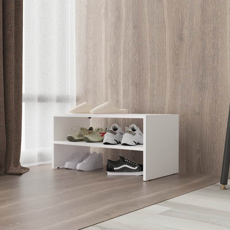 Shoe Rack Howard, Bedroom, Two Shelves, White