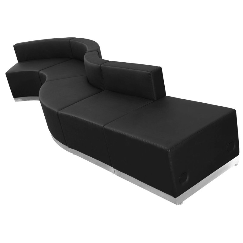 Hercules Alon 5 PC LeatherSoft Modular Reception Configuration w/Taut Back &Seat, Black