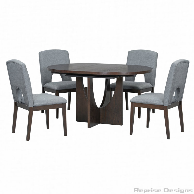 Ensemble de table de salle à manger extensible moderne 5 pièces avec rallonge amovible de 16,2 pouces pour les petits espaces
