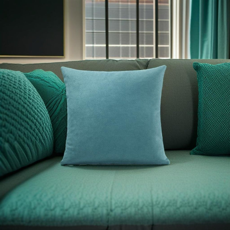 Nalaiyah Velvet Chenille Cushion Covers with Filler Pads, Teal