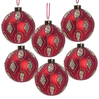 Ornements de boules de Noël D3,9 ", boules de Noël suspendues en verre, ensemble de 6